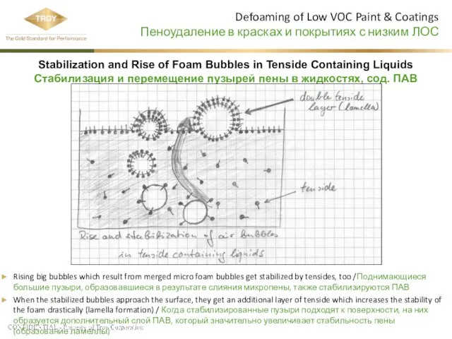 Rising big bubbles which result from merged micro foam bubbles get stabilized