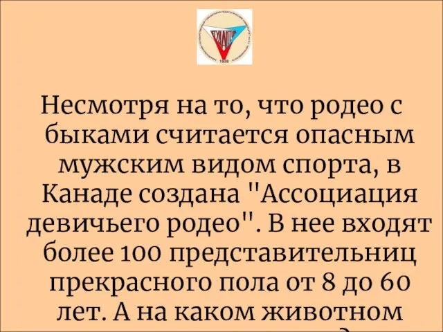 Несмотря на то, что родео с быками считается опасным мужским видом спорта,