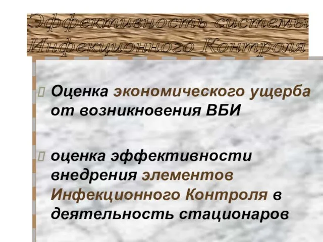 Оценка экономического ущерба от возникновения ВБИ оценка эффективности внедрения элементов Инфекционного Контроля