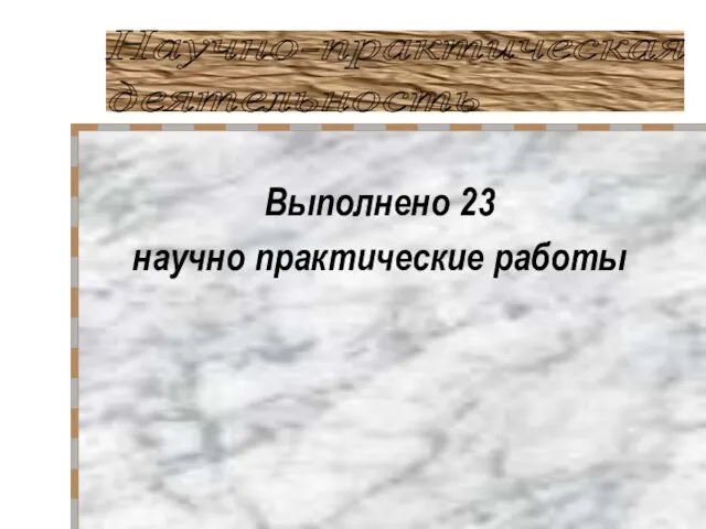 Выполнено 23 научно практические работы Научно-практическая деятельность