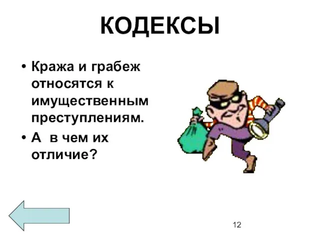 КОДЕКСЫ Кража и грабеж относятся к имущественным преступлениям. А в чем их отличие?