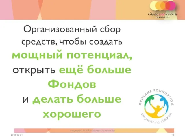 Организованный сбор средств, чтобы создать мощный потенциал, открыть ещё больше Фондов и