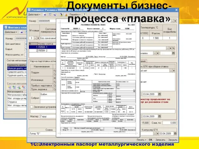 Документы бизнес-процесса «плавка»