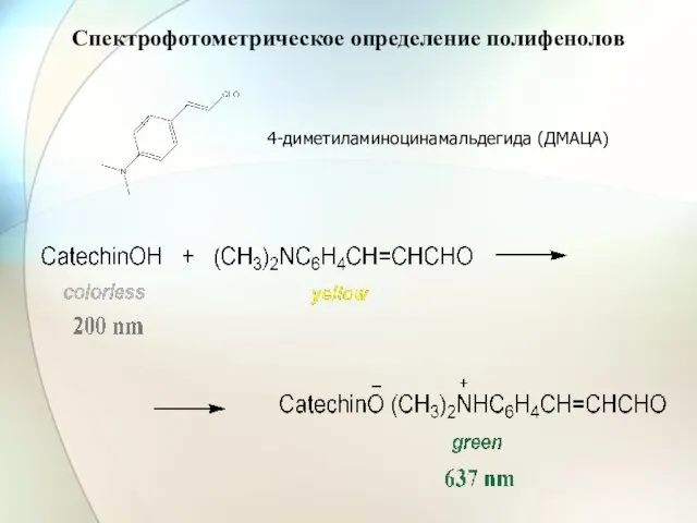 4-диметиламиноцинамальдегида (ДМАЦА) Спектрофотометрическое определение полифенолов