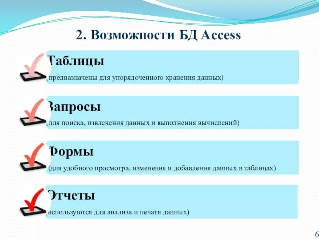 2. Возможности БД Access