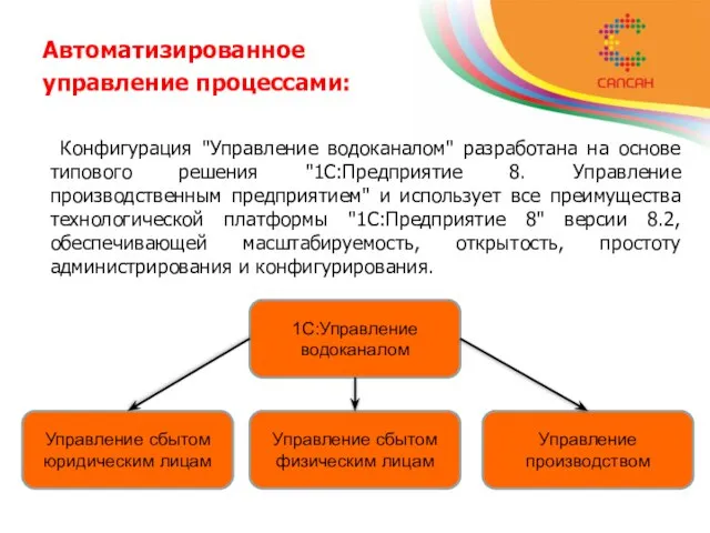 Автоматизированное управление процессами: Конфигурация "Управление водоканалом" разработана на основе типового решения "1С:Предприятие