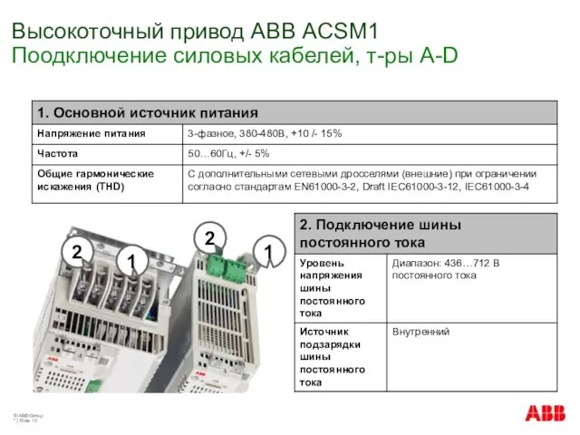 © ABB Group * | Slide Высокоточный привод АВВ ACSM1 Поодключение силовых