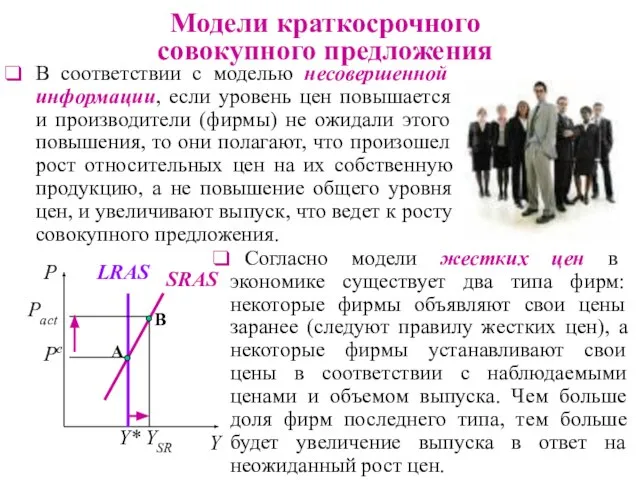 В соответствии с моделью несовершенной информации, если уровень цен повышается и производители