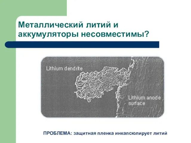 Металлический литий и аккумуляторы несовместимы? ПРОБЛЕМА: защитная пленка инкапсюлирует литий