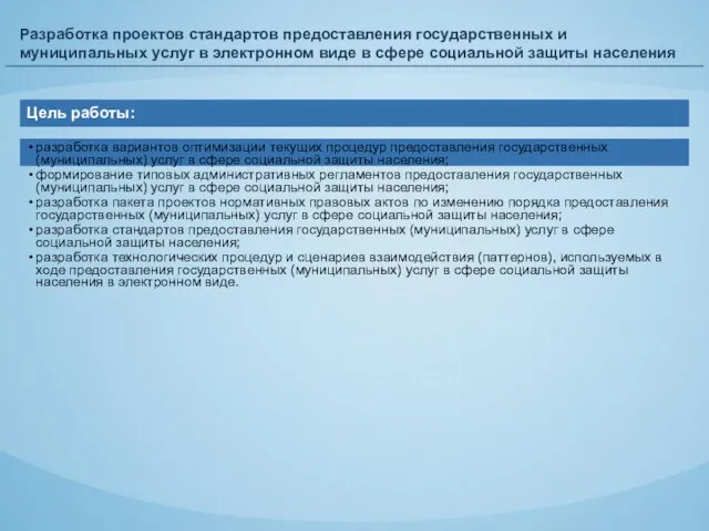 Разработка проектов стандартов предоставления государственных и муниципальных услуг в электронном виде в