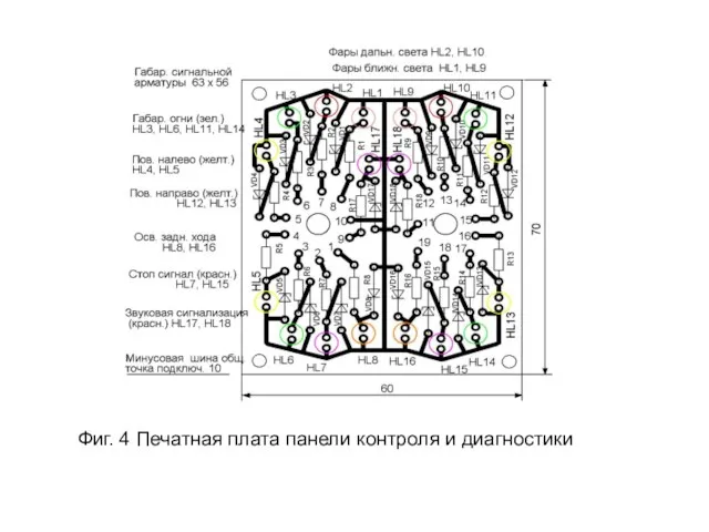 Фиг. 4 Печатная плата панели контроля и диагностики