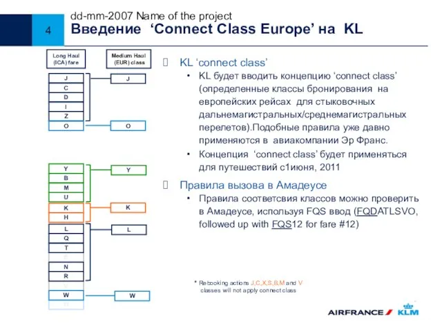 dd-mm-2007 Name of the project E Введение ‘Connect Class Europe’ на KL