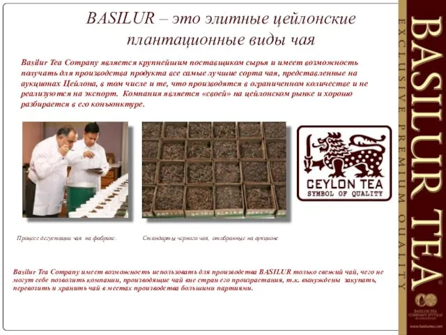 BASILUR – это элитные цейлонские плантационные виды чая Basilur Tea Company является