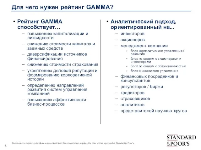 Рейтинг GAMMA способствует… повышению капитализации и ликвидности снижению стоимости капитала и заемных