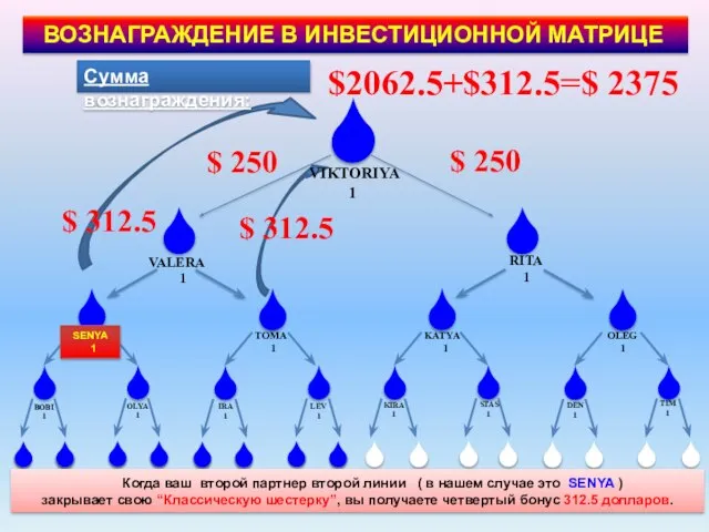 $ 250 $ 250 $ 312.5 $ 312.5 Сумма вознаграждения: $2062.5+$312.5=$ 2375