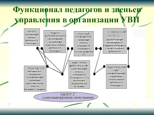 Функционал педагогов и звеньев управления в организации УВП