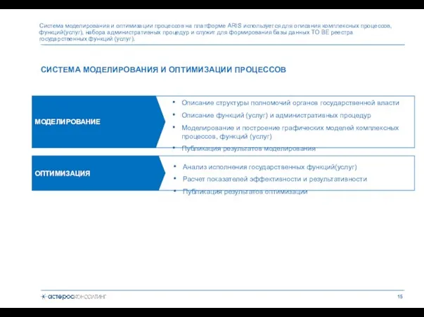 СИСТЕМА МОДЕЛИРОВАНИЯ И ОПТИМИЗАЦИИ ПРОЦЕССОВ Система моделирования и оптимизации процессов на платформе