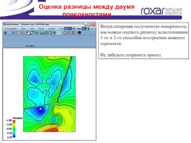 Оценка разницы между двумя поверхностями Визуализировав полученную поверхность, мы можем оценить разницу