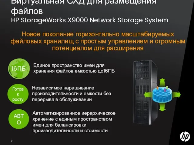Виртуальная СХД для размещения файлов HP StorageWorks X9000 Network Storage System Новое