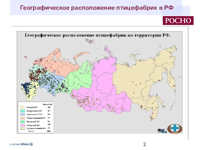 Географическое расположение птицефабрик в РФ