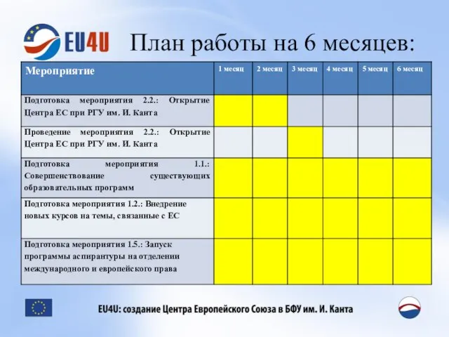 План работы на 6 месяцев: