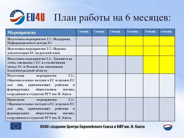 План работы на 6 месяцев: