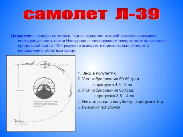 Полупетля – фигура пилотажа, при выполнении которой самолет описывает восходящую часть петли