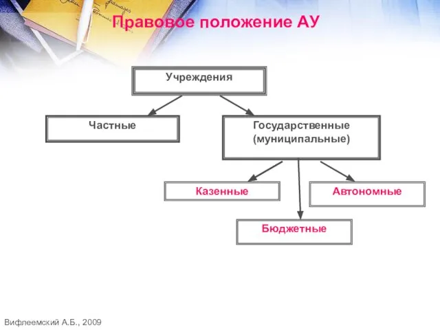 Правовое положение АУ Вифлеемский А.Б., 2009