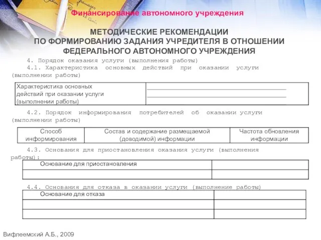 4. Порядок оказания услуги (выполнения работы) 4.1. Характеристика основных действий при оказании