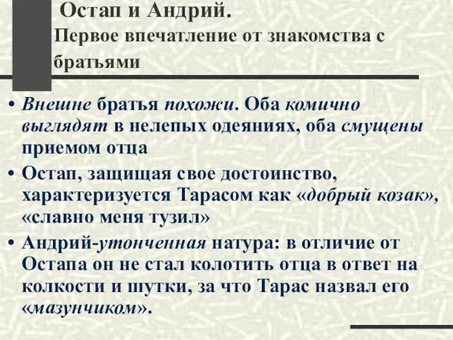 Остап и Андрий. Первое впечатление от знакомства с братьями Внешне братья похожи.