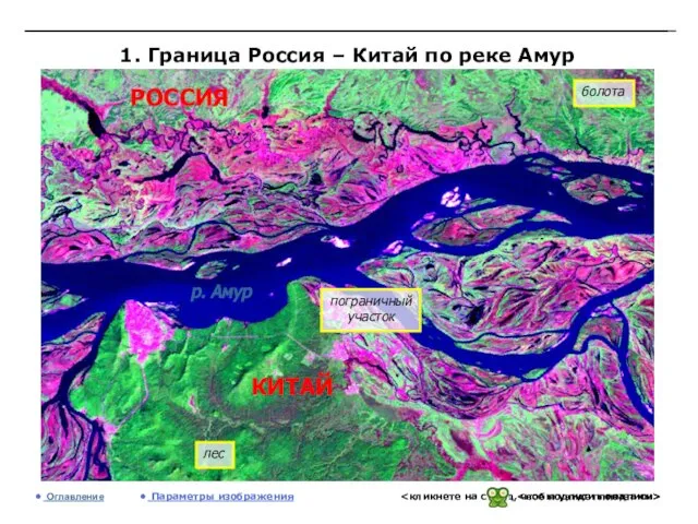 1. Граница Россия – Китай по реке Амур Оглавление Параметры изображения лес