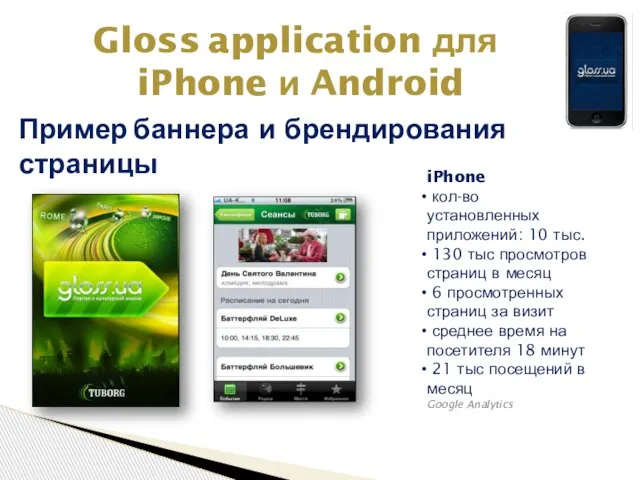Gloss application для iPhone и Android iPhone кол-во установленных приложений: 10 тыс.