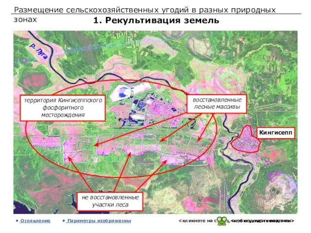 Размещение сельскохозяйственных угодий в разных природных зонах 1. Рекультивация земель Оглавление Параметры