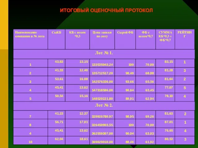 ИТОГОВЫЙ ОЦЕНОЧНЫЙ ПРОТОКОЛ