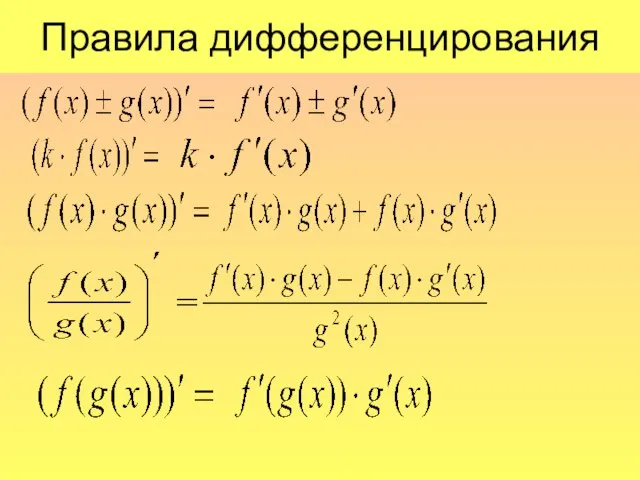 Правила дифференцирования