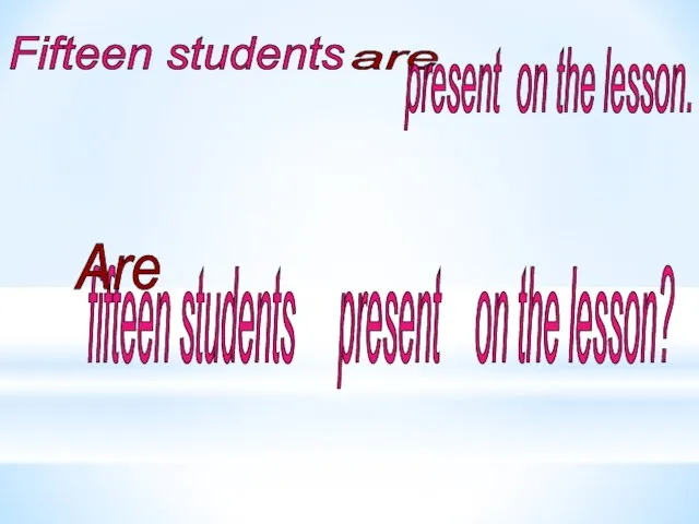 fifteen students present on the lesson? Are Fifteen students are present on the lesson.