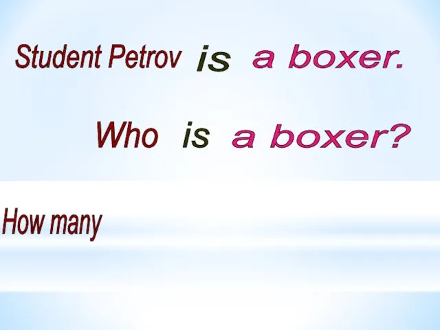 Student Petrov a boxer? Who a boxer. How many boxers are in your group? is is