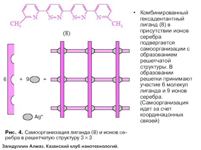 Комбинированный гексадентантный лиганд (8) в присутствии ионов серебра подвергается самоорганизации с образованием
