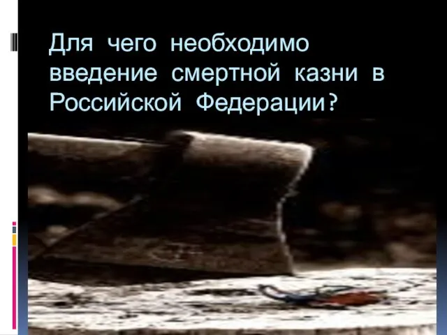 Для чего необходимо введение смертной казни в Российской Федерации?