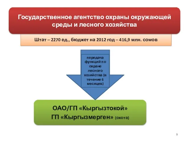 Штат – 2270 ед., бюджет на 2012 год – 416,9 млн. сомов