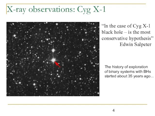 X-ray observations: Cyg X-1 “In the case of Cyg X-1 black hole