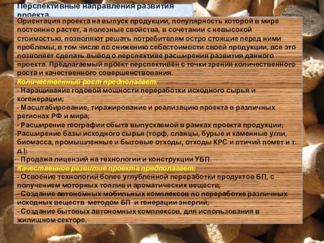 Перспективные направления развития проекта. Ориентация проекта на выпуск продукции, популярность которой в