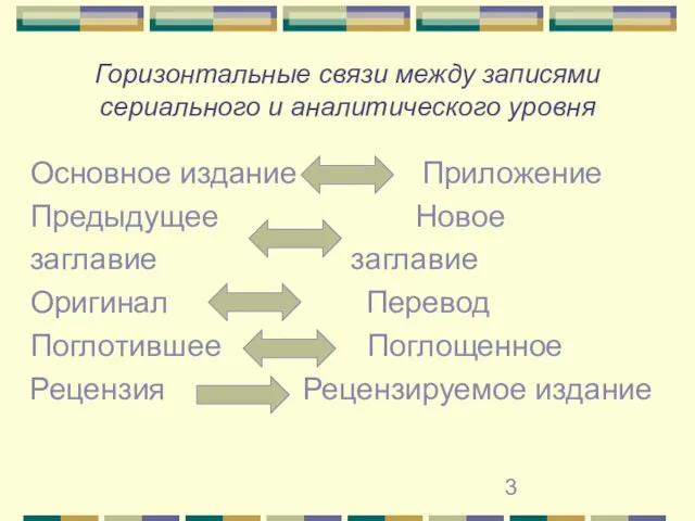 Горизонтальные связи между записями сериального и аналитического уровня Основное издание Приложение Предыдущее