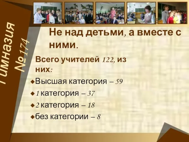 Педагогическое кредо коллектива: Не над детьми, а вместе с ними. Всего учителей