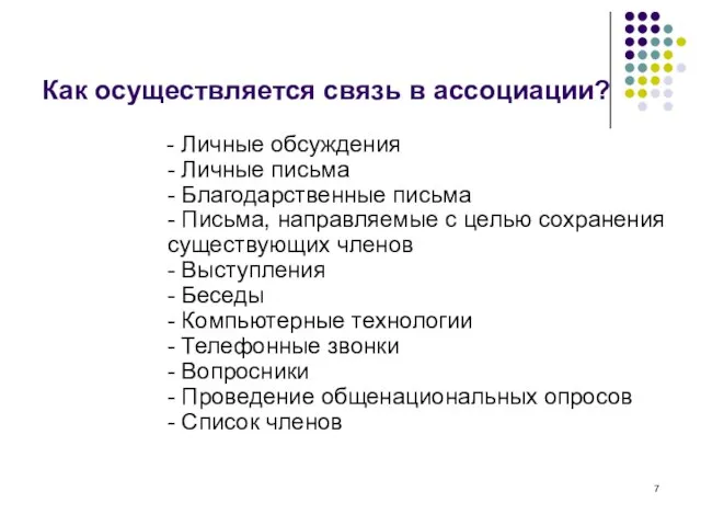 Как осуществляется связь в ассоциации? - Личные обсуждения - Личные письма -