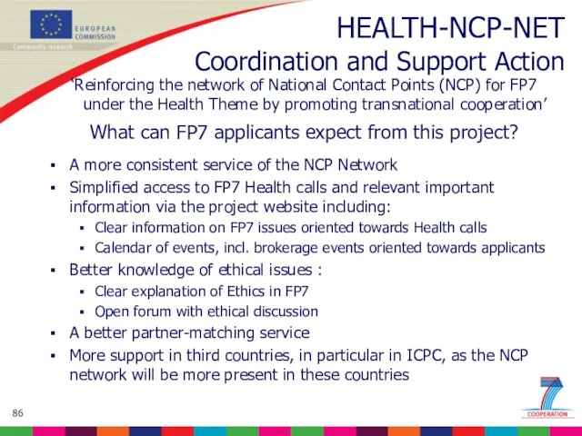 HEALTH-NCP-NET Coordination and Support Action ‘Reinforcing the network of National Contact Points