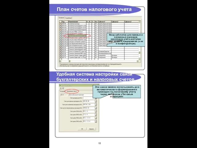 План счетов налогового учета Удобная система настройки связи бухгалтерских и налоговых счетов