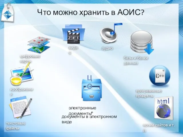 Что можно хранить в АОИС? электронные документы документы в электронном виде ЦО