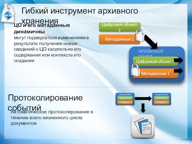 Гибкий инструмент архивного хранения ЦО и его метаданные динамичны могут подвергаться изменениям