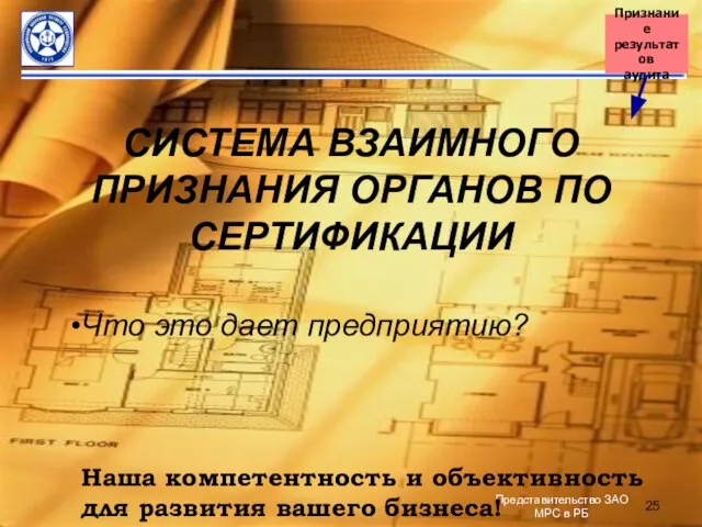 СИСТЕМА ВЗАИМНОГО ПРИЗНАНИЯ ОРГАНОВ ПО СЕРТИФИКАЦИИ Что это дает предприятию? Наша компетентность